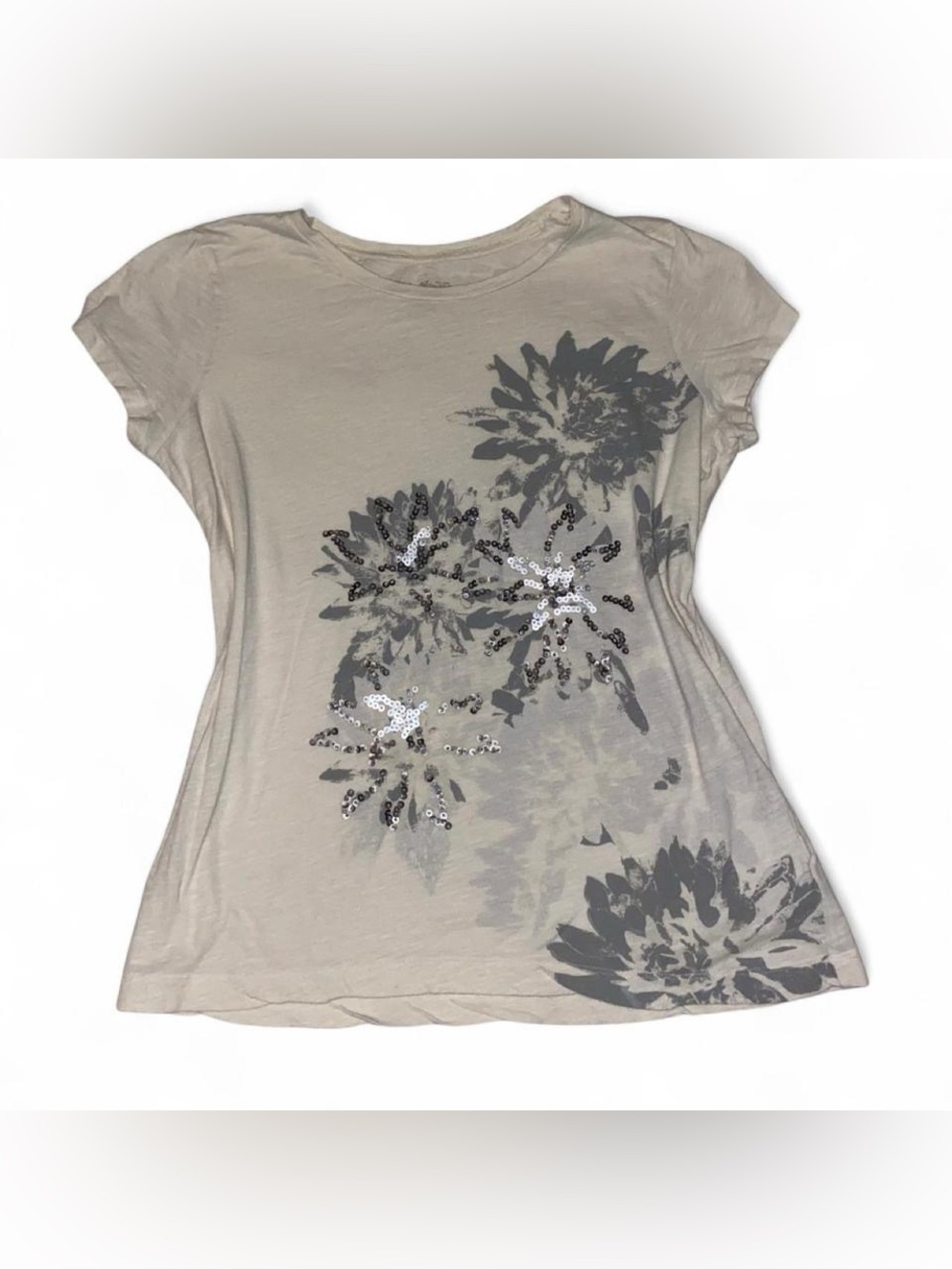 Women’s  Floral Sequin Short Sleeve Top